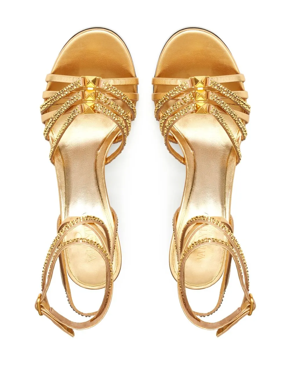Valentino Garavani Rockstud Strappy 100mm Pumps | Gold | FARFETCH