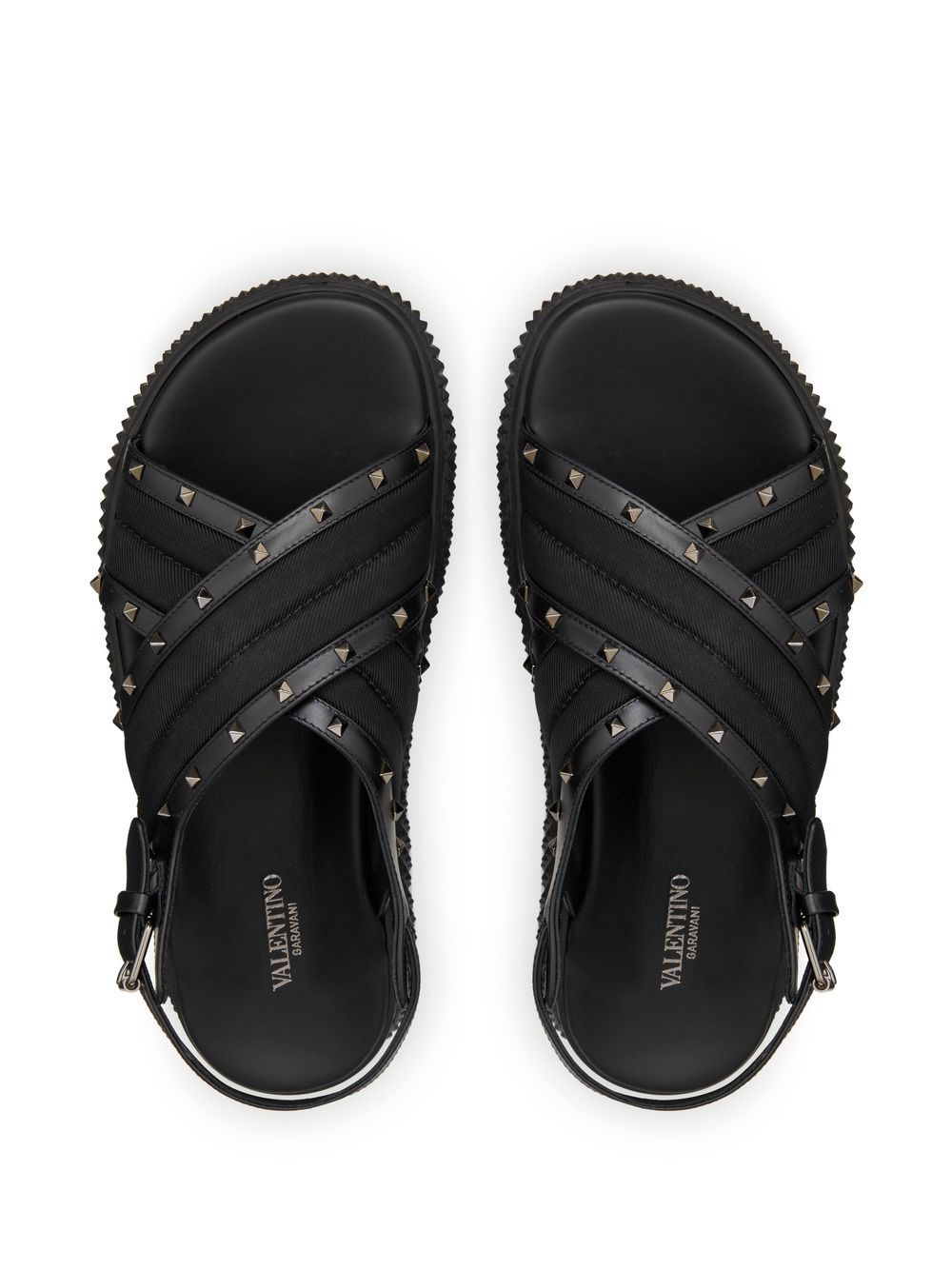 Shop Valentino Rockstud Leather Sandals In Black
