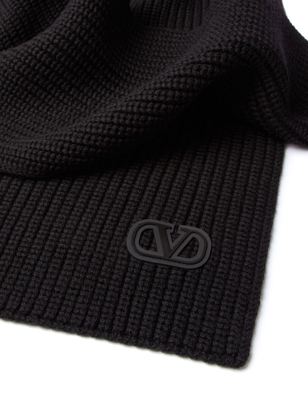 Shop Valentino Vlogo Signature Virgin Wool Scarf In Black