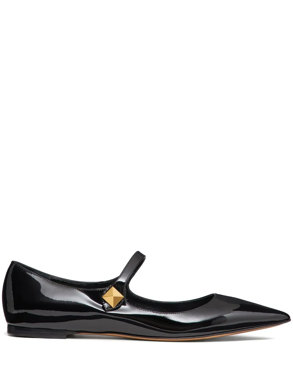 Valentino Garavani Rockstud Leather Ballerinas In Black