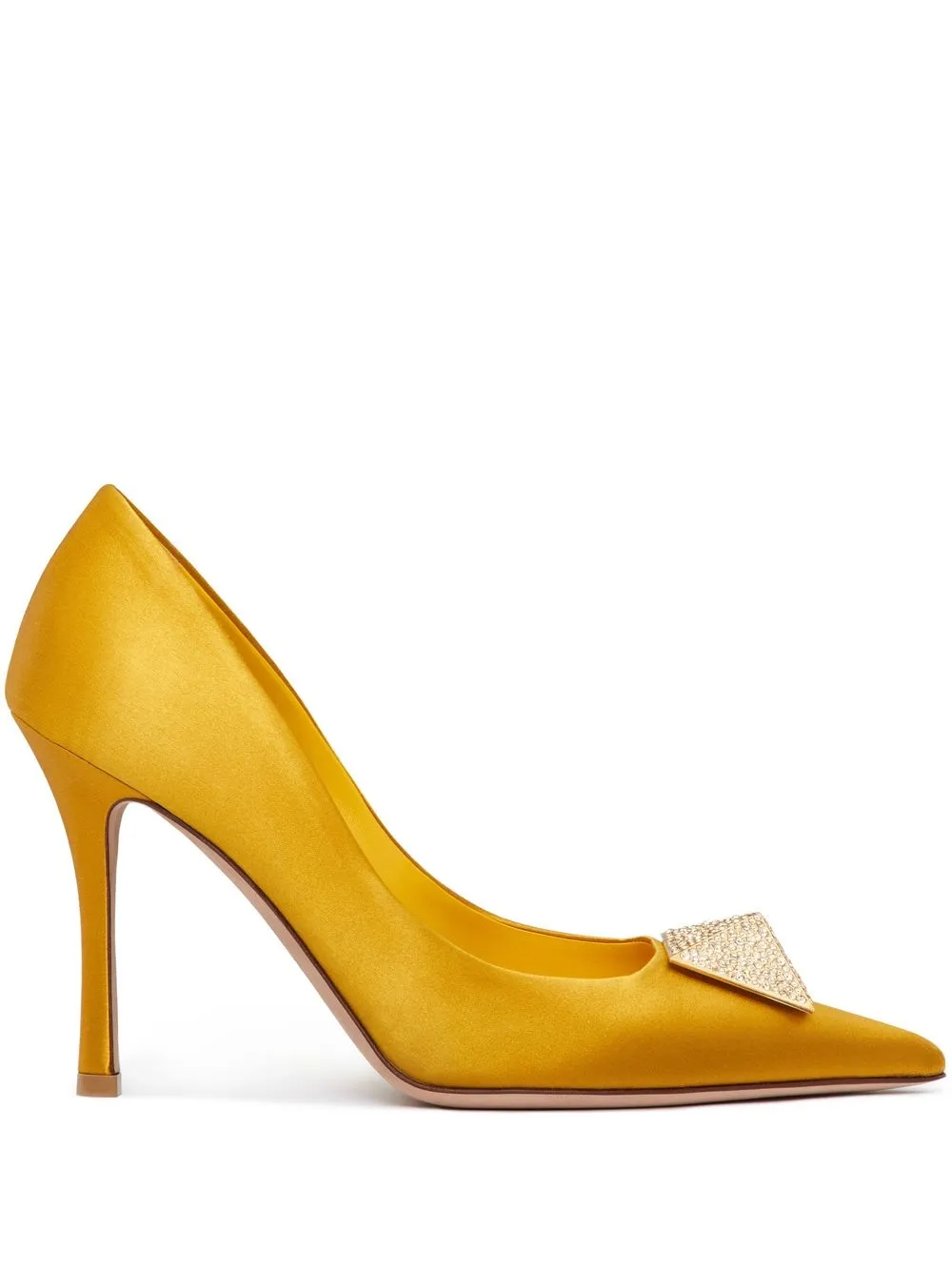 Valentino One Stud 100mm Pumps In Yellow