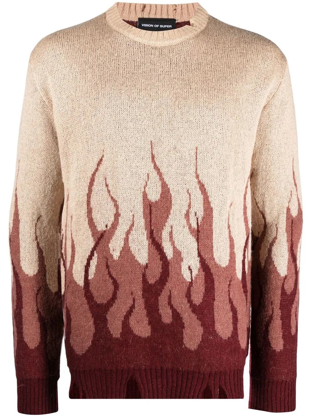 

Vision Of Super flame-print distressed-finish jumper - Neutrals