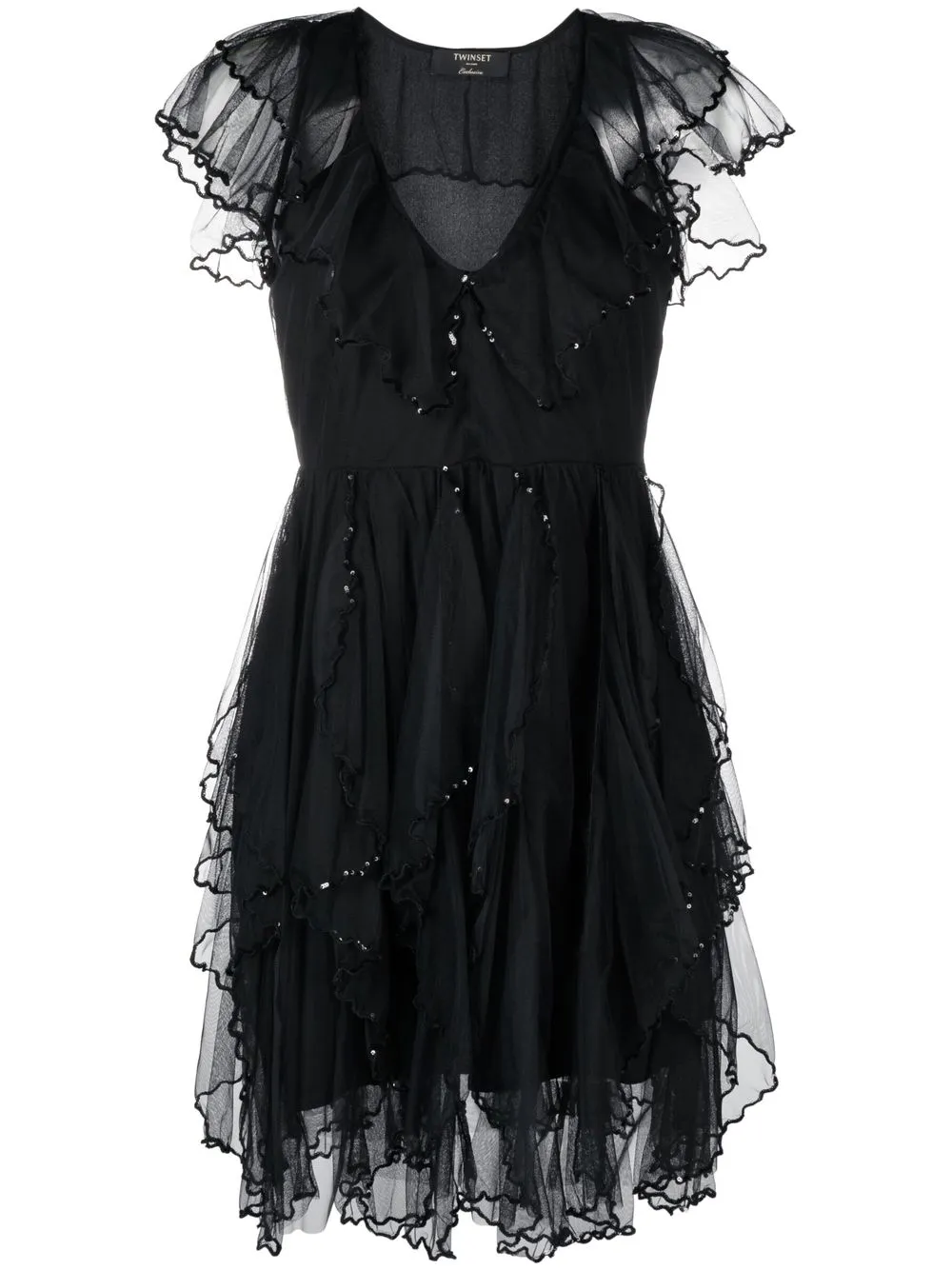 

TWINSET sequin-embellished tulle minidress - Black