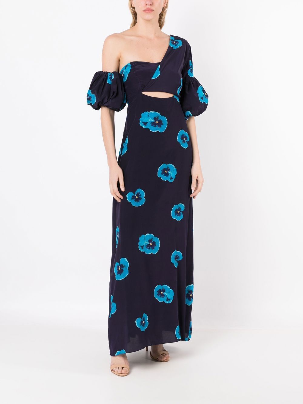 Shop Isolda Greta Floral-print Dress In Blue
