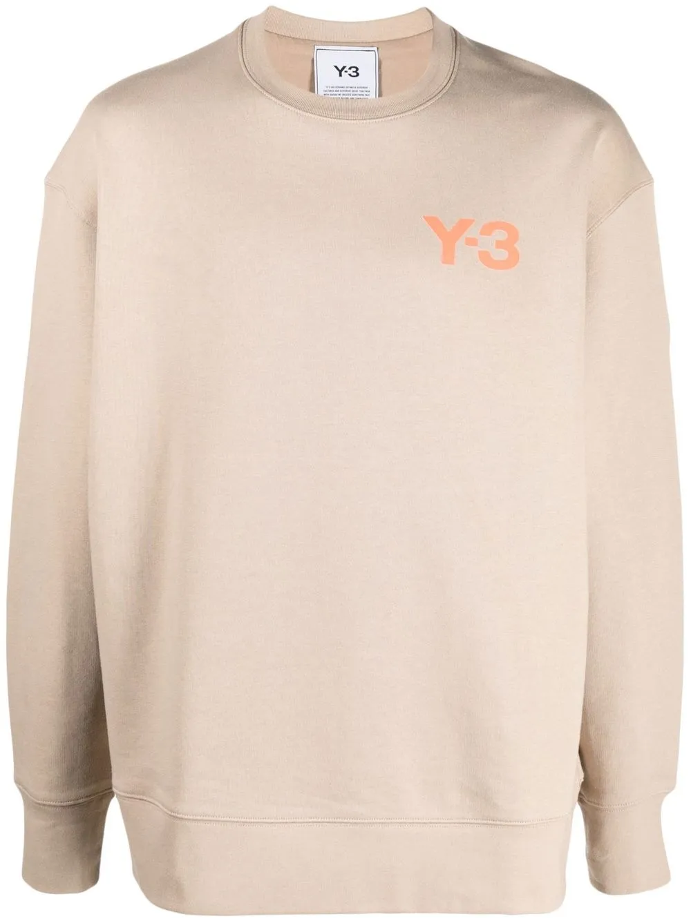 

Y-3 logo-print crew neck sweatshirt - Neutrals