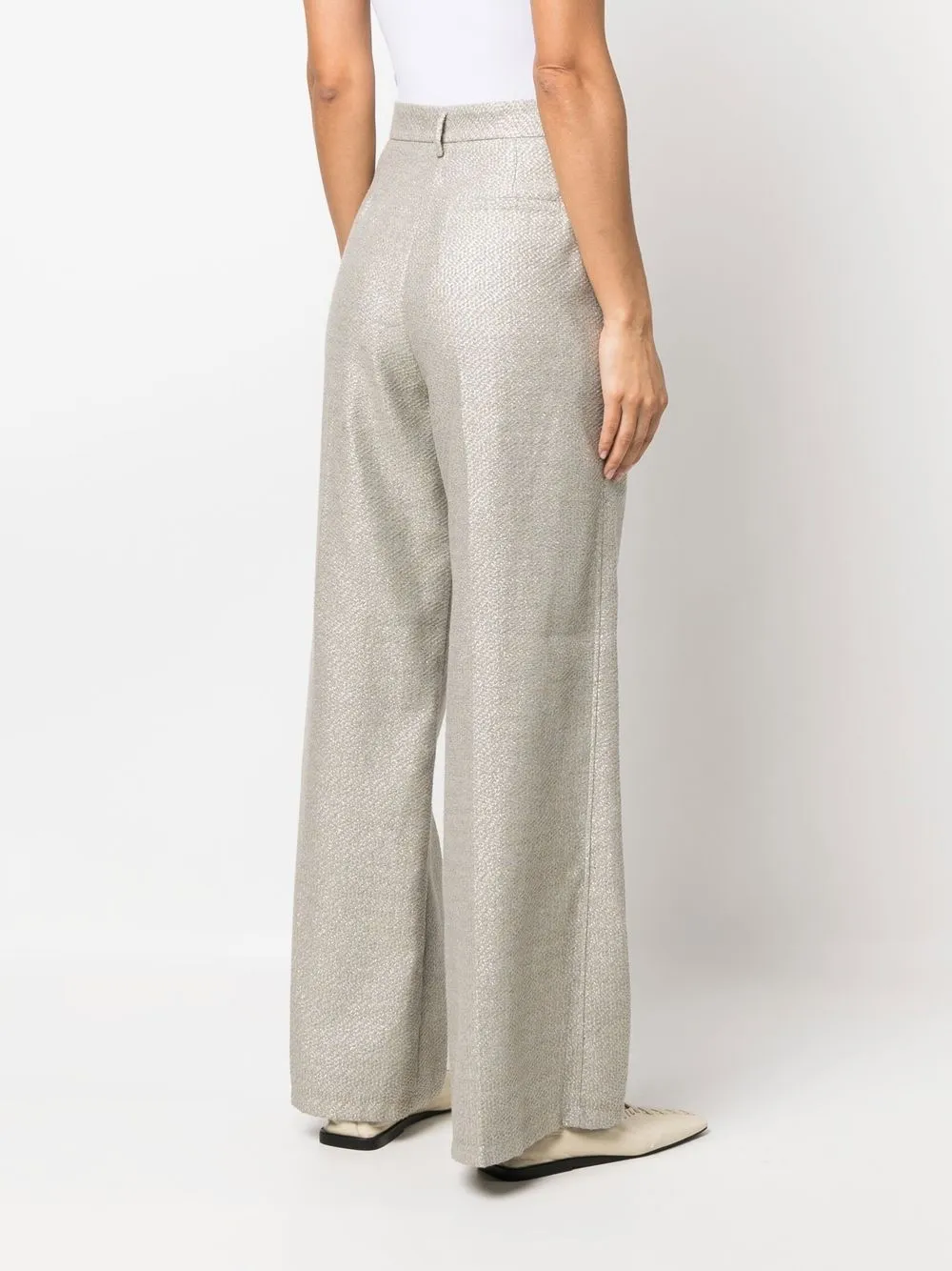 Forte Forte Wide-leg Cotton-blend Trousers In Silver