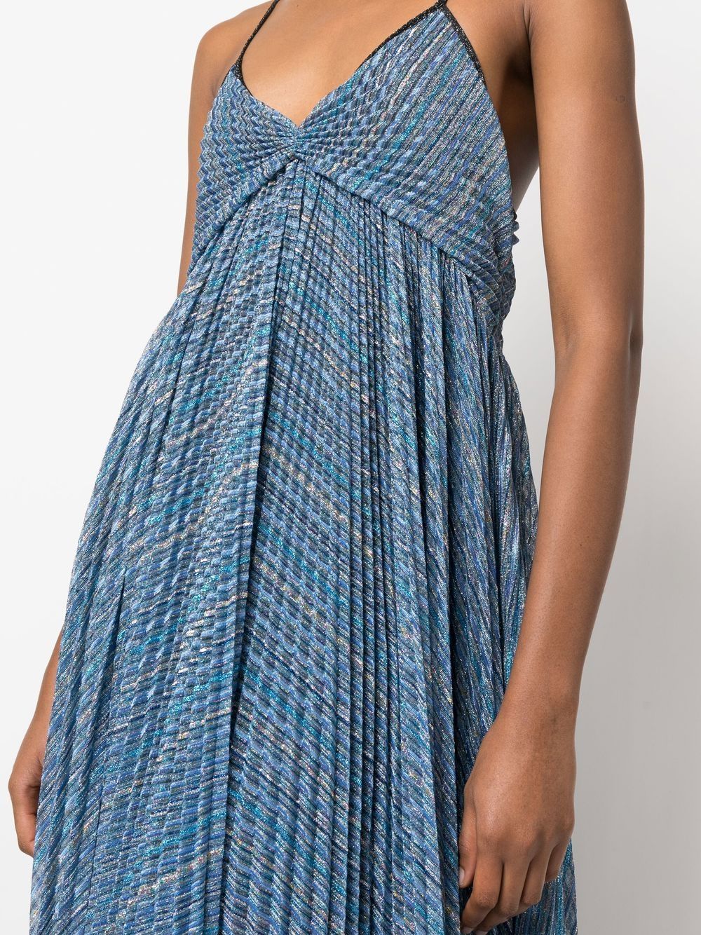 Shop Forte Forte Pleated Empire-line Dress In Blue