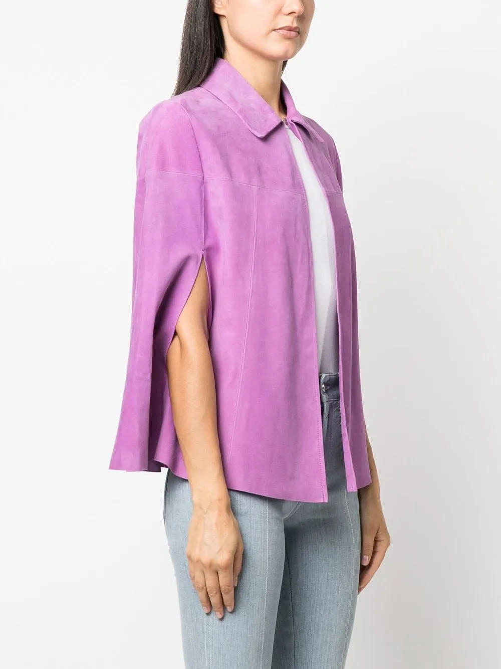 Forte Forte Eyelet-detail Suede Cape In Purple