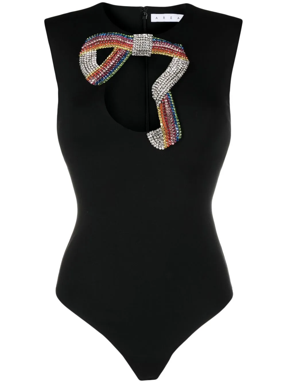 

AREA crystal bow sleeveless bodysuit - Black