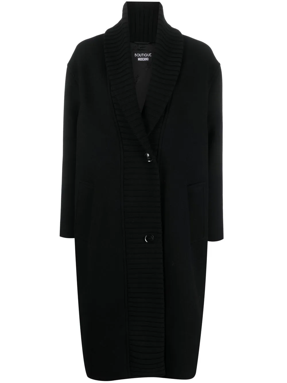 

Love Moschino ribbed-trim single-breasted coat - Black