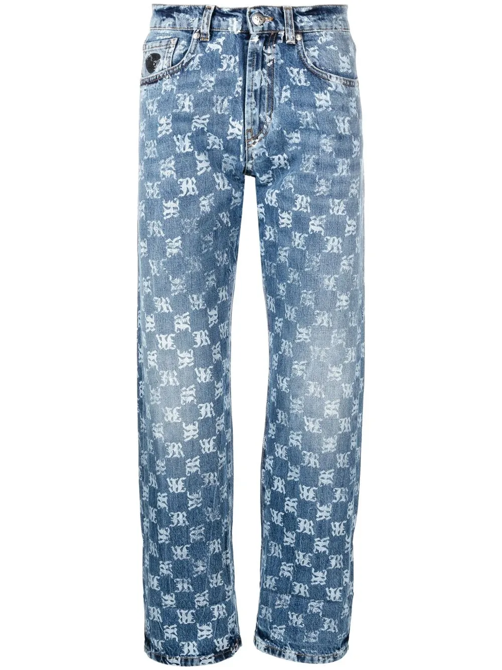 

John Richmond monogram cropped jeans - Blue