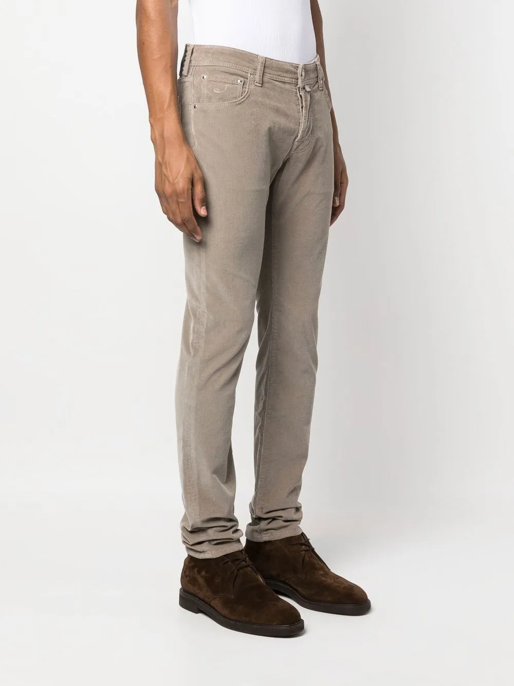 Shop Jacob Cohen Corduroy Slim-fit Trousers In Braun