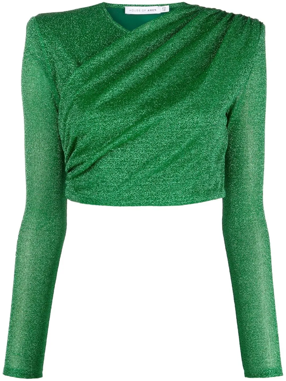 

Amen glittered padded-shoulder top - Green