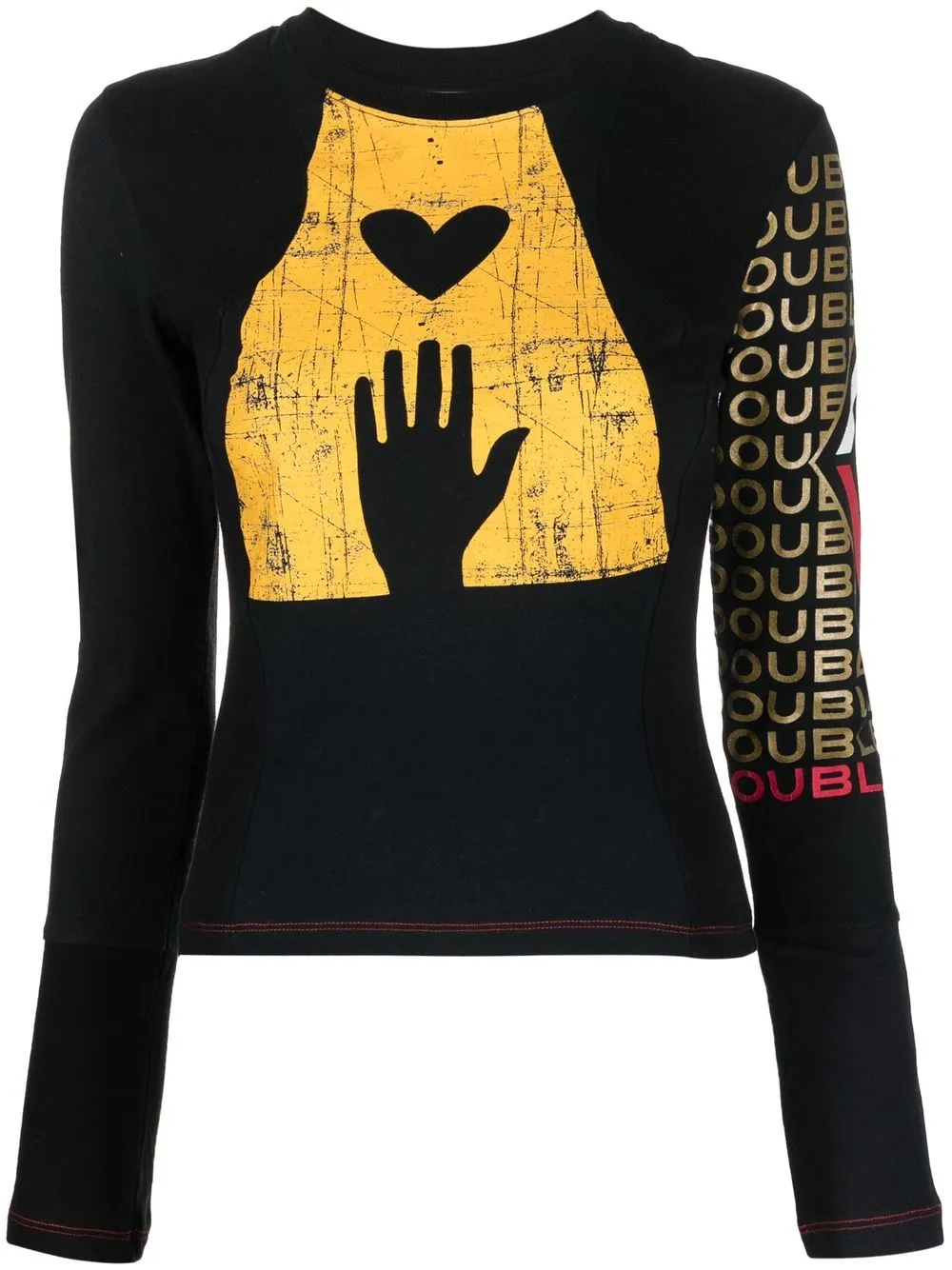

Marine Serre graphic-print long-sleeved top - Black