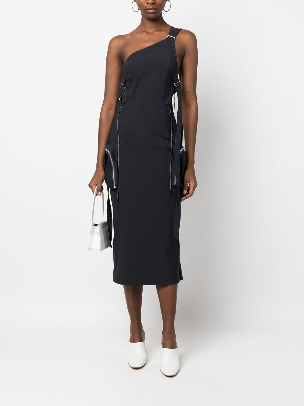 Shop Jacquemus Zip-detail Midi Dress In Blue