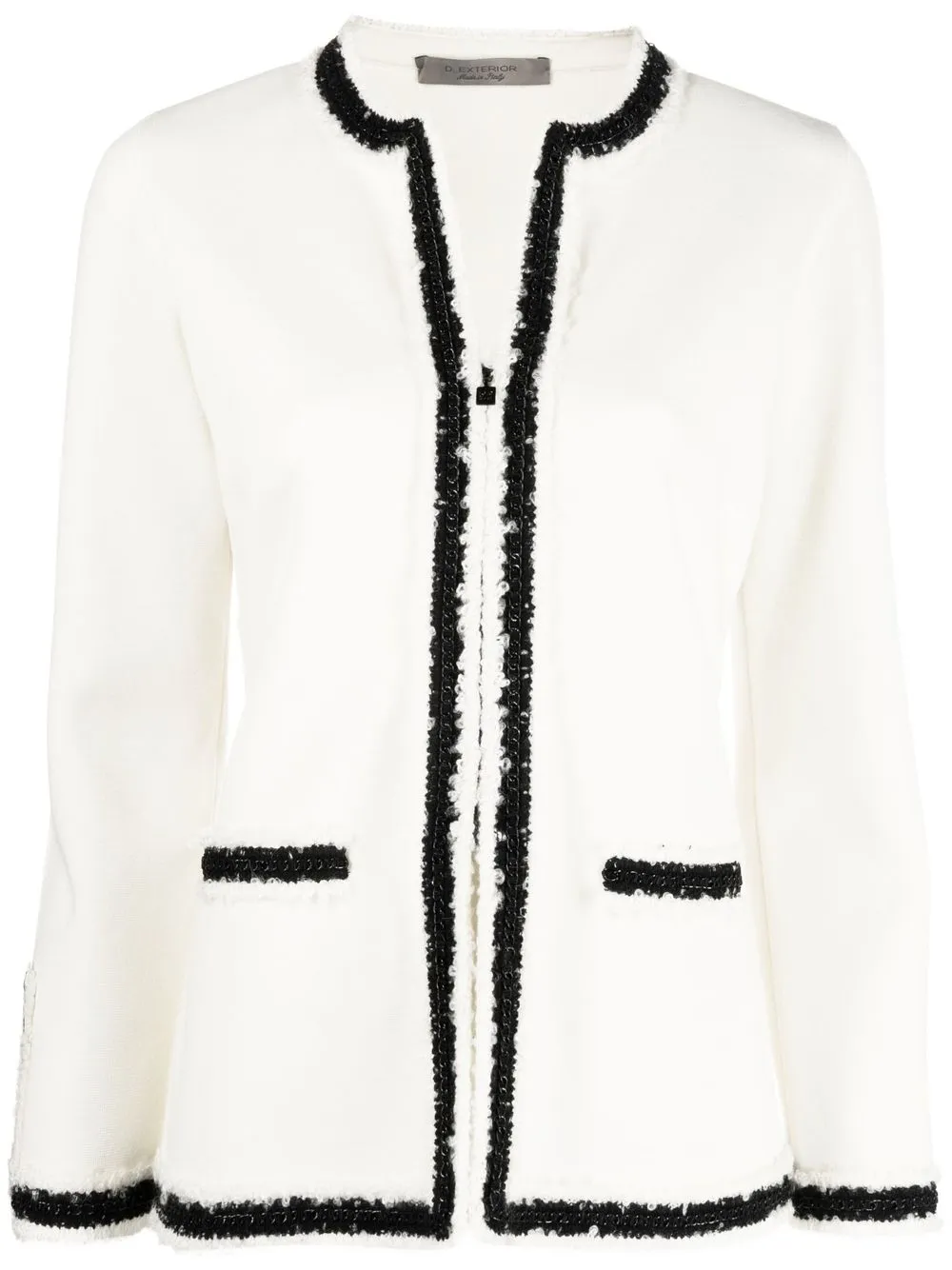 

D.Exterior V-neck zip-up cardigan - Neutrals