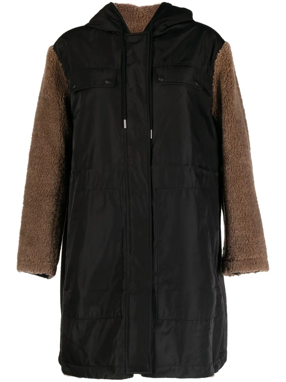 

Yves Salomon Manteau Lainage panelled coat - Black