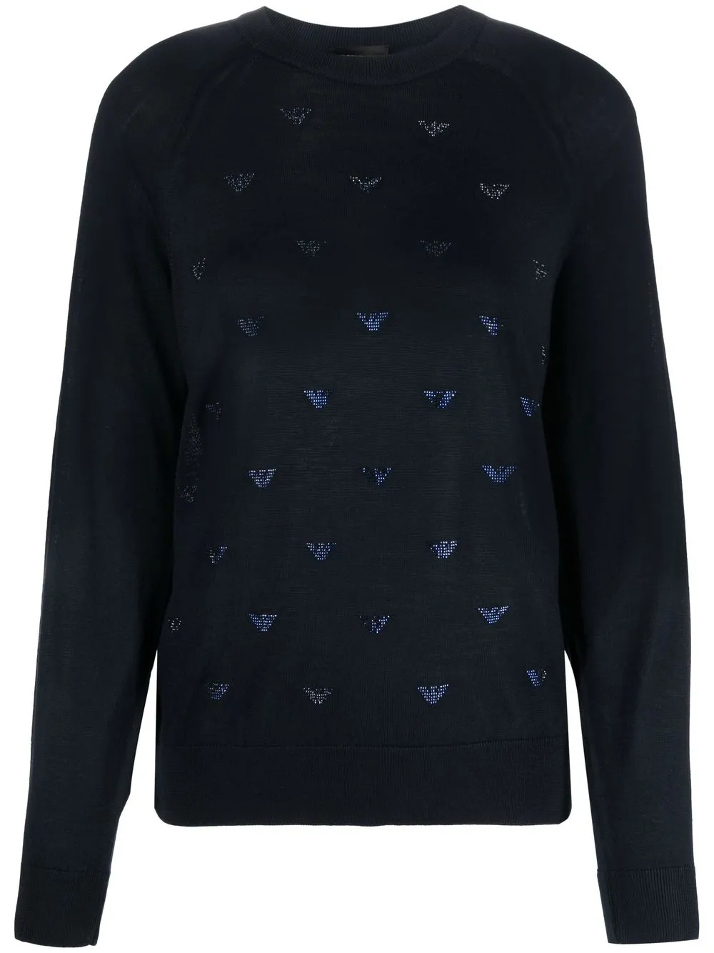 

Emporio Armani fine-knit logo-embellished jumper - Blue