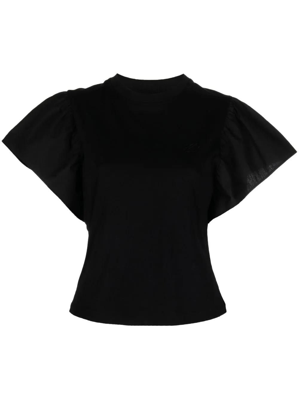 

Karl Lagerfeld ruffle-sleeve organic cotton T-shirt - Black