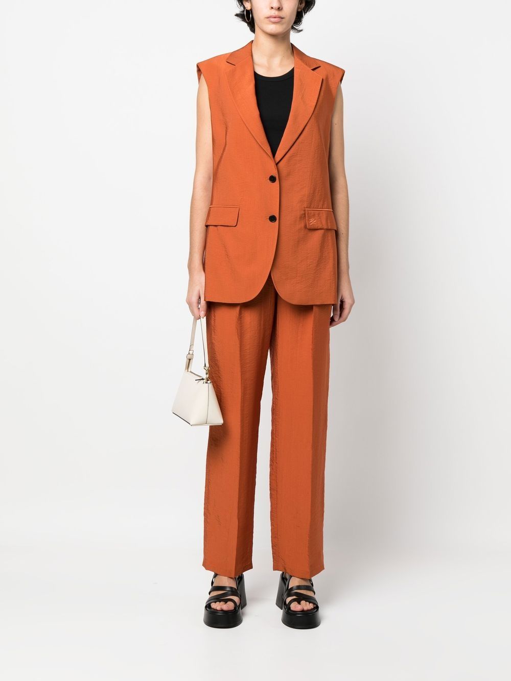 Shop Karl Lagerfeld High-rise Tailored Trousers In Orange