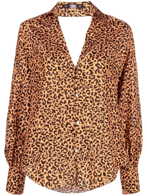 Karl Lagerfeld blusa de seda con estampado de leopardo