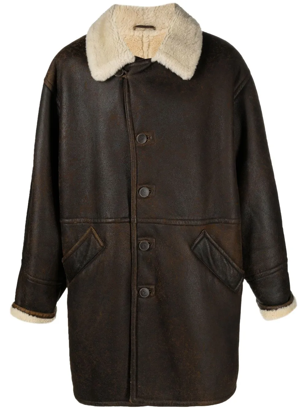

A.N.G.E.L.O. Vintage Cult 2000s single-breasted sheepskin coat - Brown