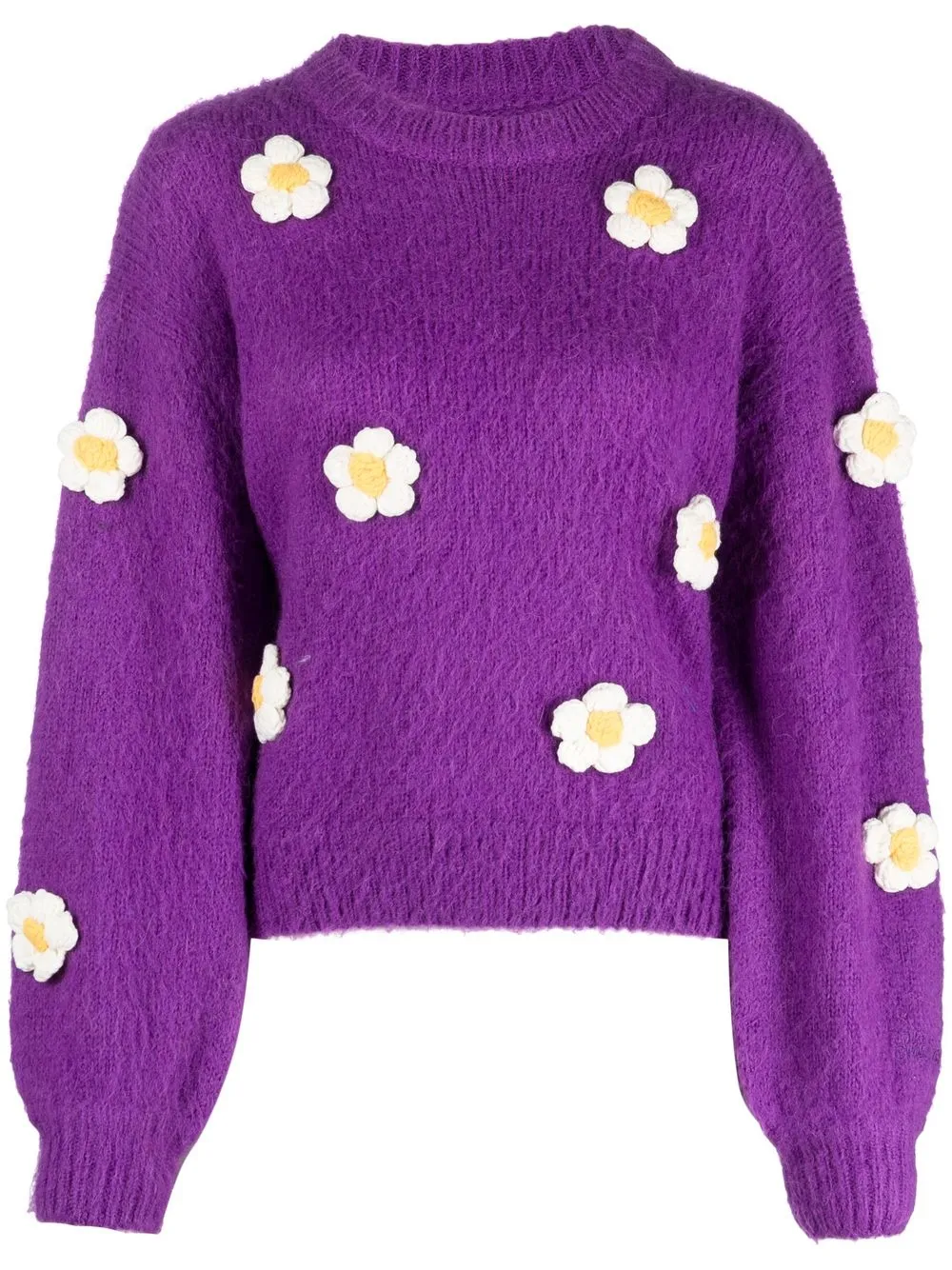 

MC2 Saint Barth floral-appliqué long-sleeved jumper - Purple
