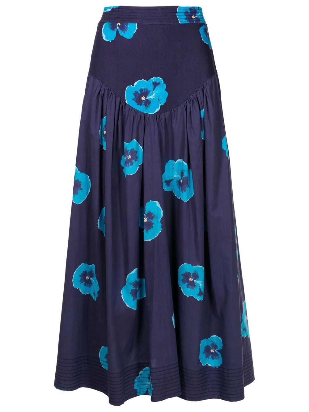 Isolda High-waisted Floral-print Skirt In Blue