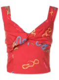 Isolda Retorcido motif-print crop top - Red