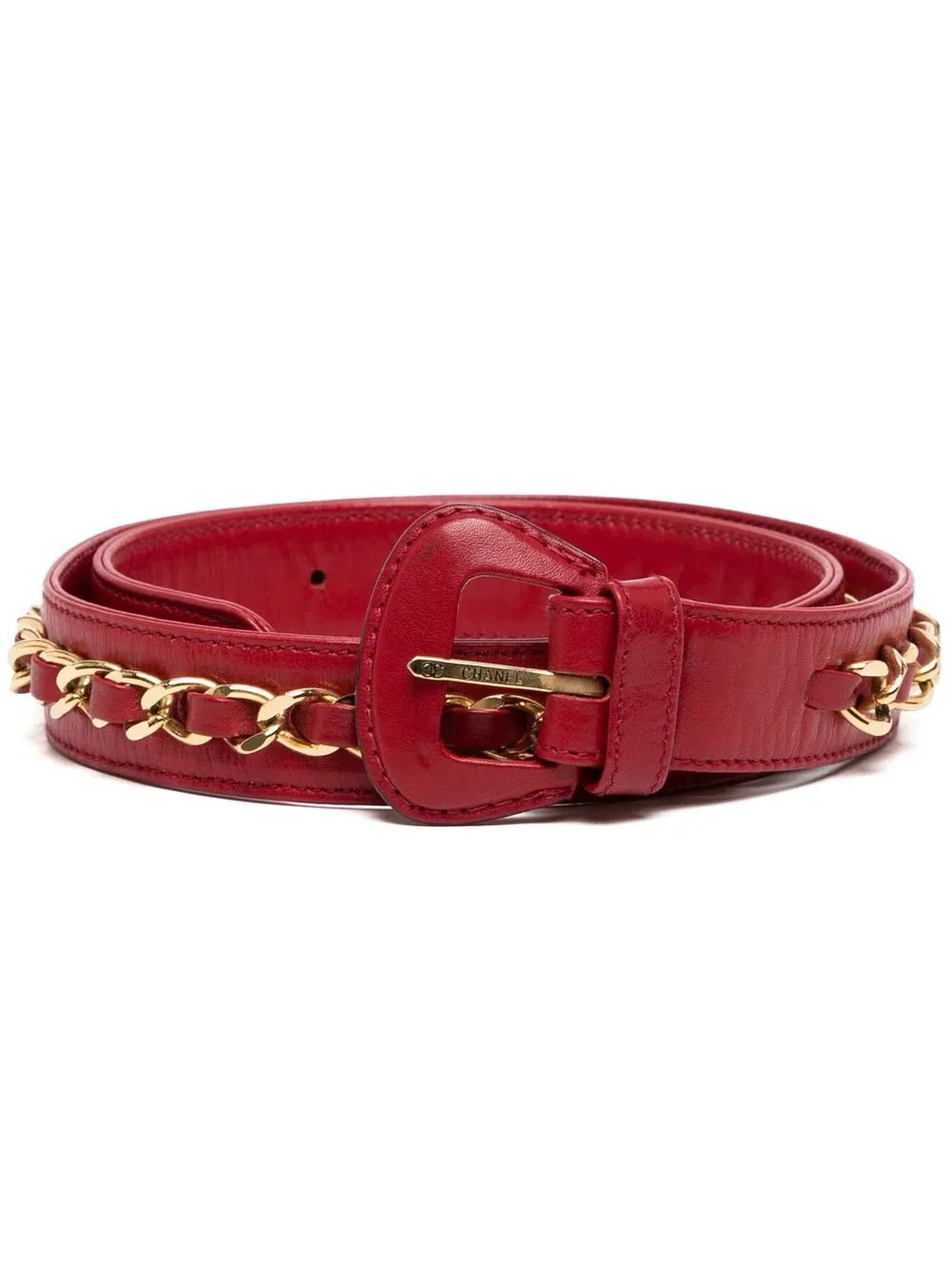 

CHANEL Pre-Owned 1990-2000s chain-embellished belt - Red