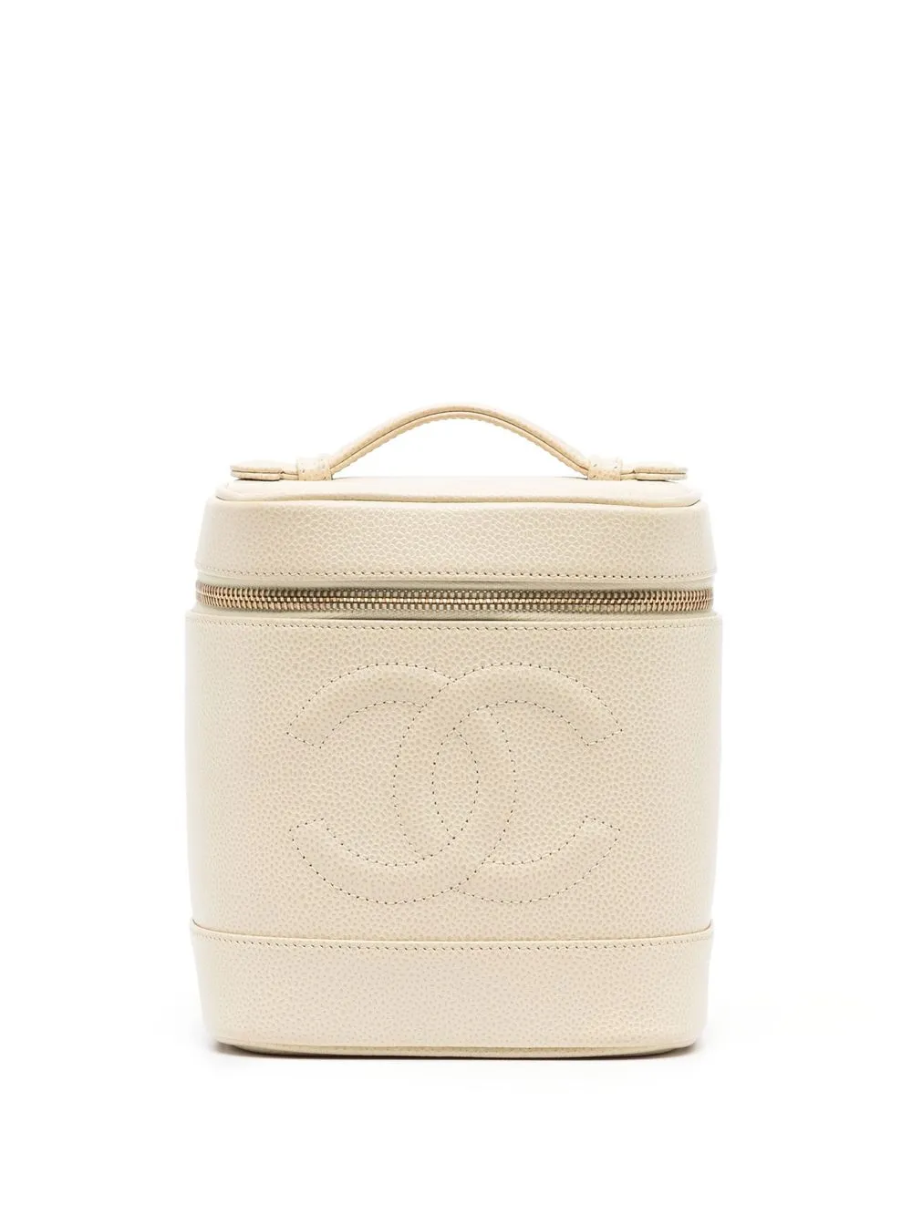 

CHANEL Pre-Owned 2002 logo stitch vanity handbag - White