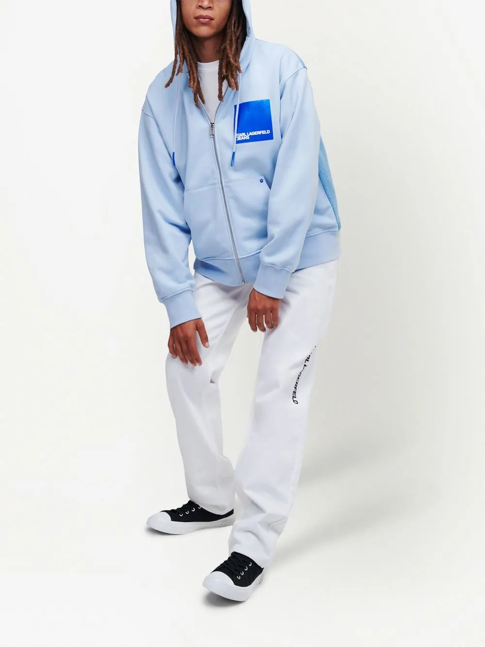 Karl Lagerfeld Jeans logo-print zip-up hoodie - Blauw