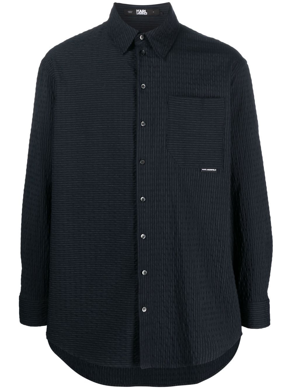 

Karl Lagerfeld seersucker pinstripe shirt - Black