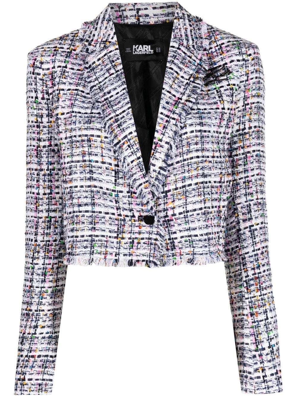 Karl Lagerfeld Cropped Single-breasted Bouclé Jacket In White