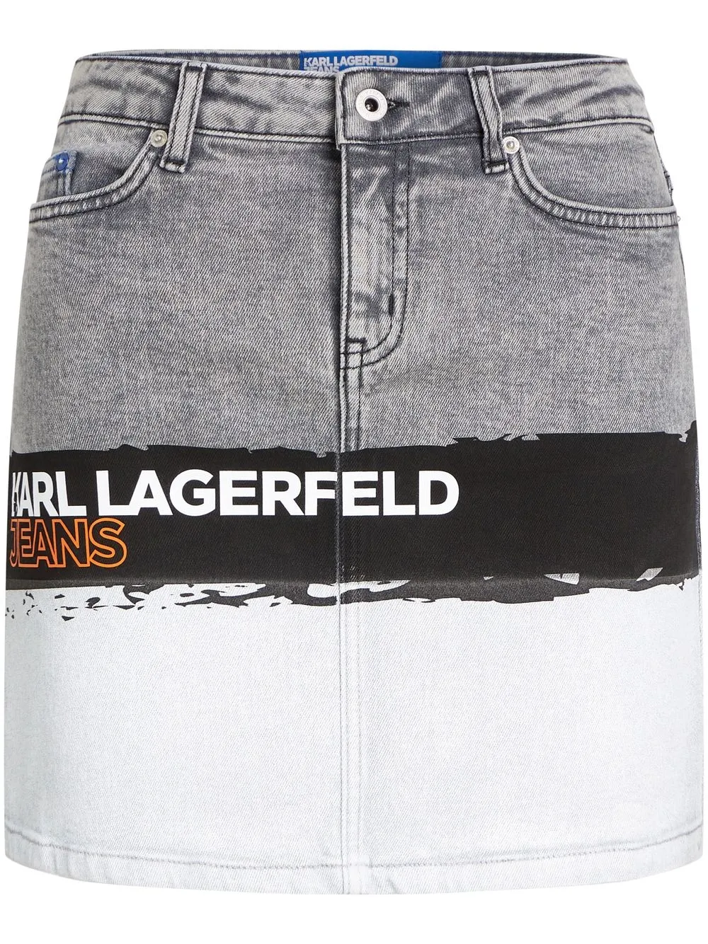 

KARL LAGERFELD JEANS paint-effect high-rise denim skirt - Black