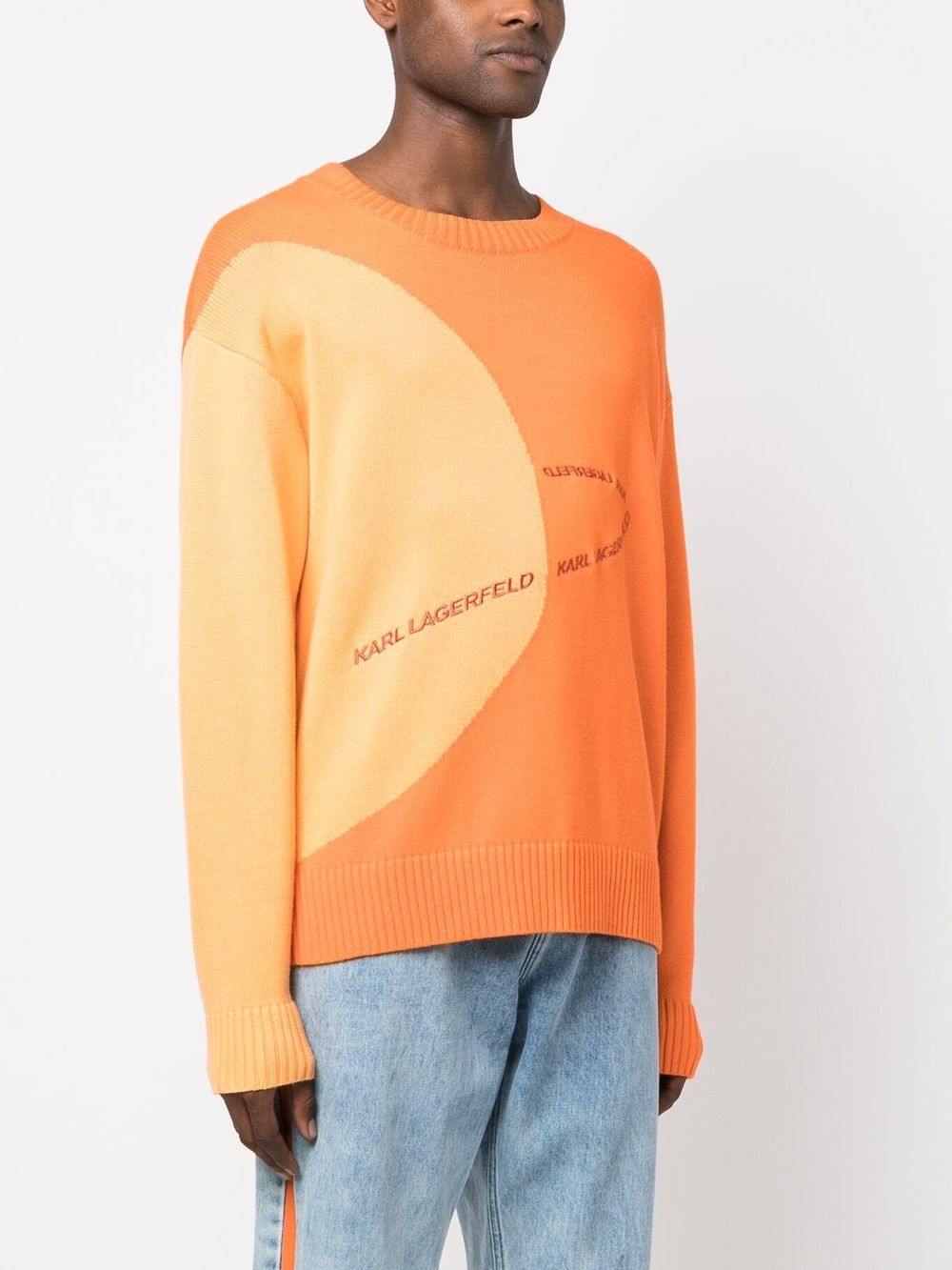 Shop Karl Lagerfeld Mars Logo-knit Jumper In Orange