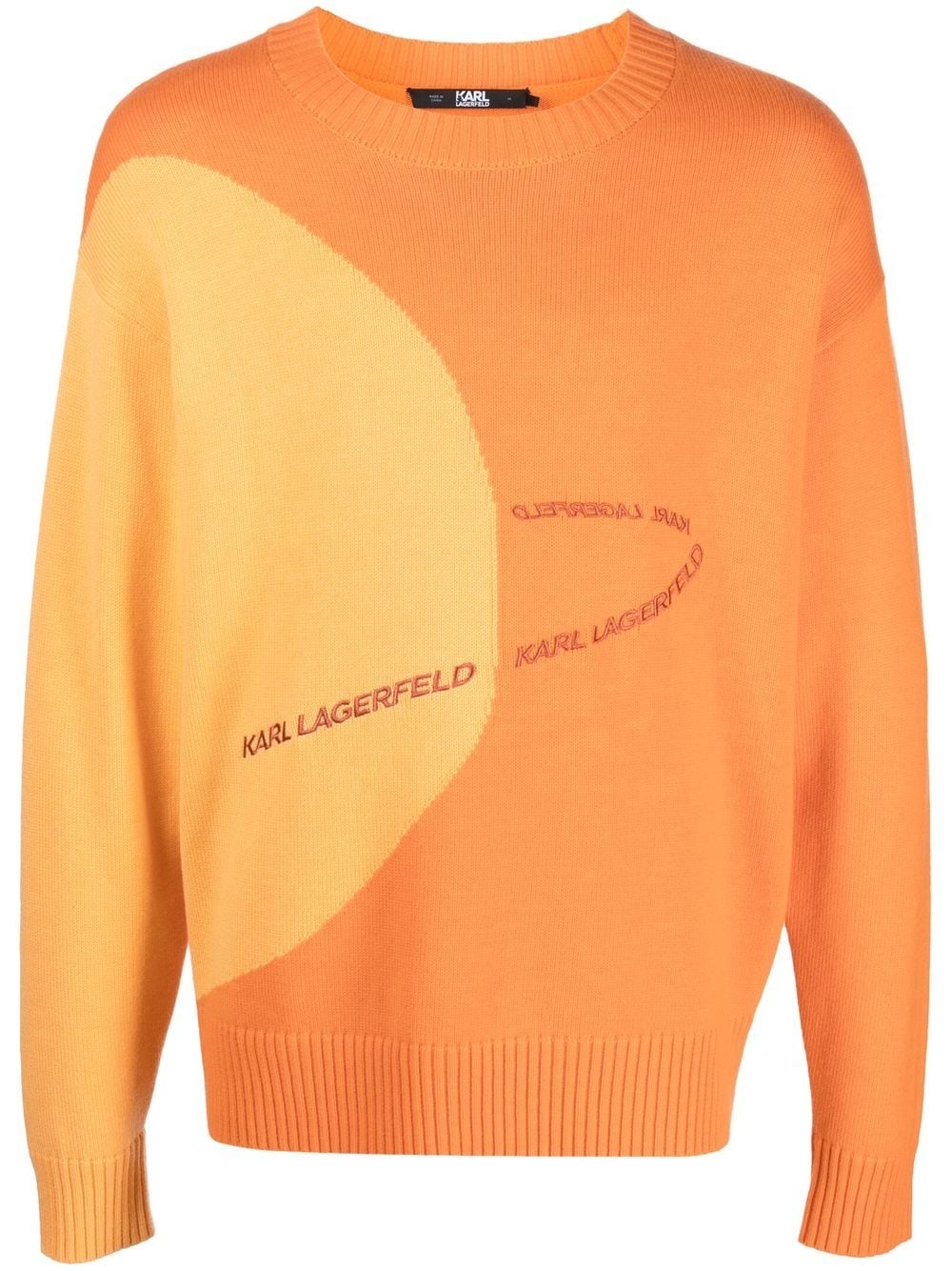 Karl Lagerfeld Mars Logo-knit Jumper In Orange