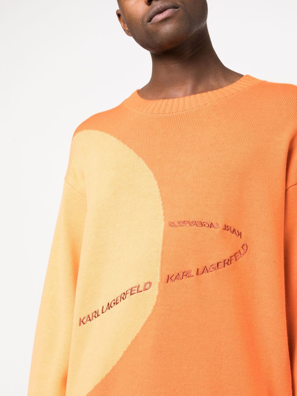 Shop Karl Lagerfeld Mars Logo-knit Jumper In Orange