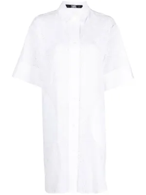 売れ筋商品|||カールラガーフェルド カットソー トップス レディース Women's Embellished Bib Shirt White レディース Tシャツ | KARL LAGERFELD
