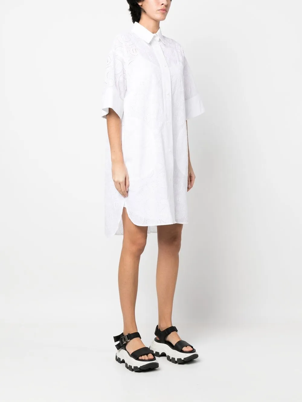 Karl Lagerfeld Hemdkleid Mit Lochstickereien   Weiß 