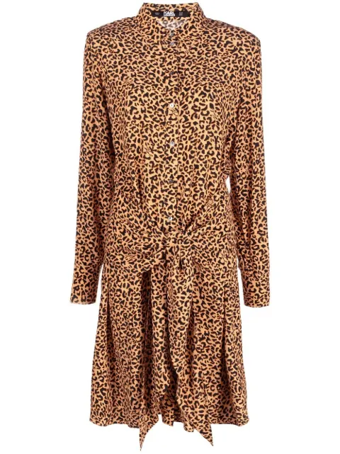 Karl Lagerfeld leopard-print tie-waist shirtdress