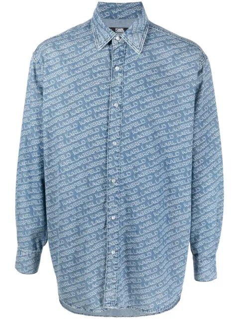 Karl Lagerfeld camisa de mezclilla con monograma del logo