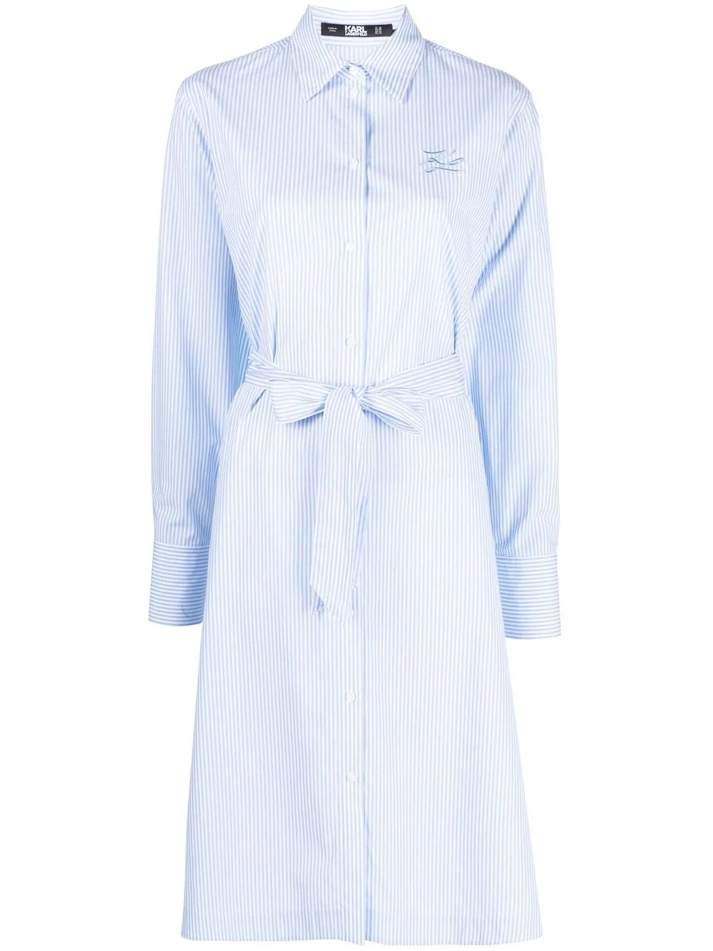 

Karl Lagerfeld logo-embroidered belted midi shirtdress - Blue