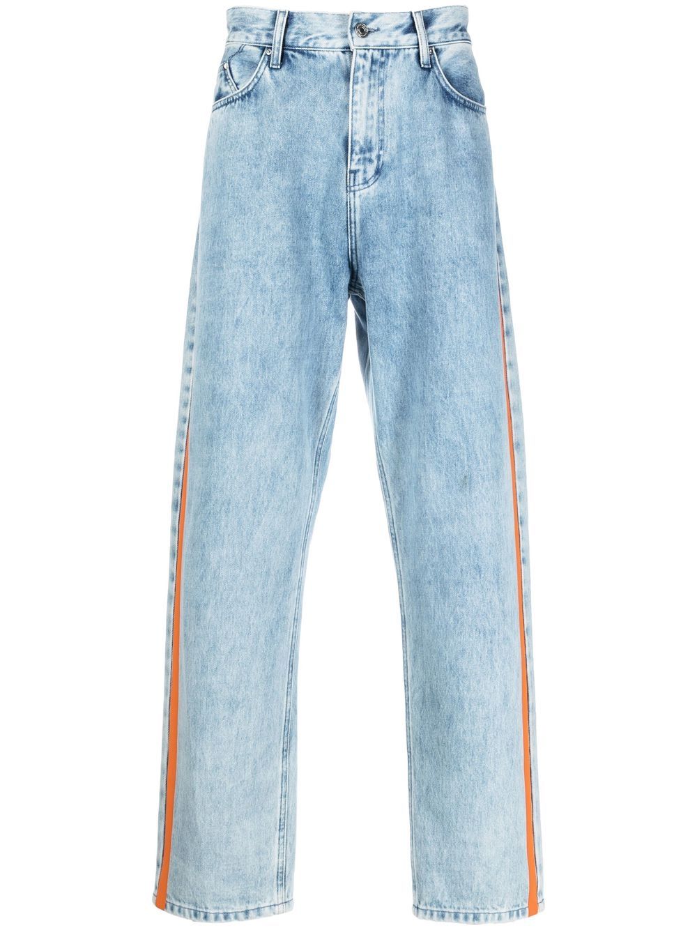 Karl Lagerfeld Contrast-stripe Straight Jeans In Blue