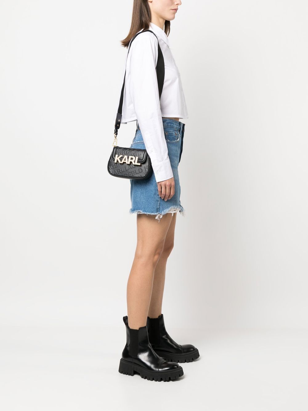 Karl Lagerfeld K/Letters crossbodytas met logo-reliëf - Zwart