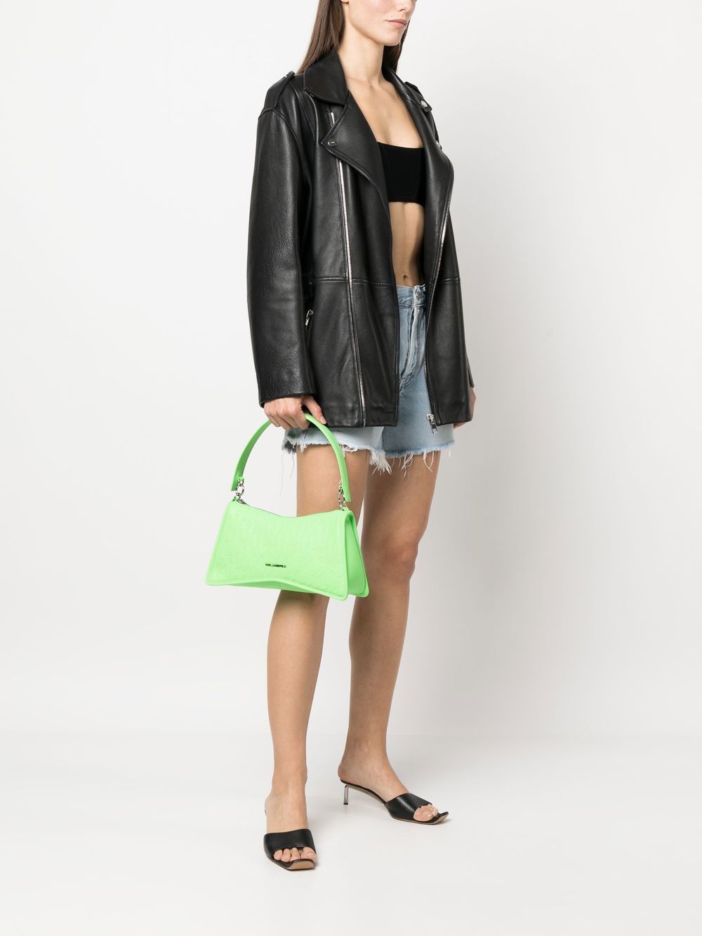 Shop Karl Lagerfeld K/seven Monogram-debossed Shoulder Bag In Green