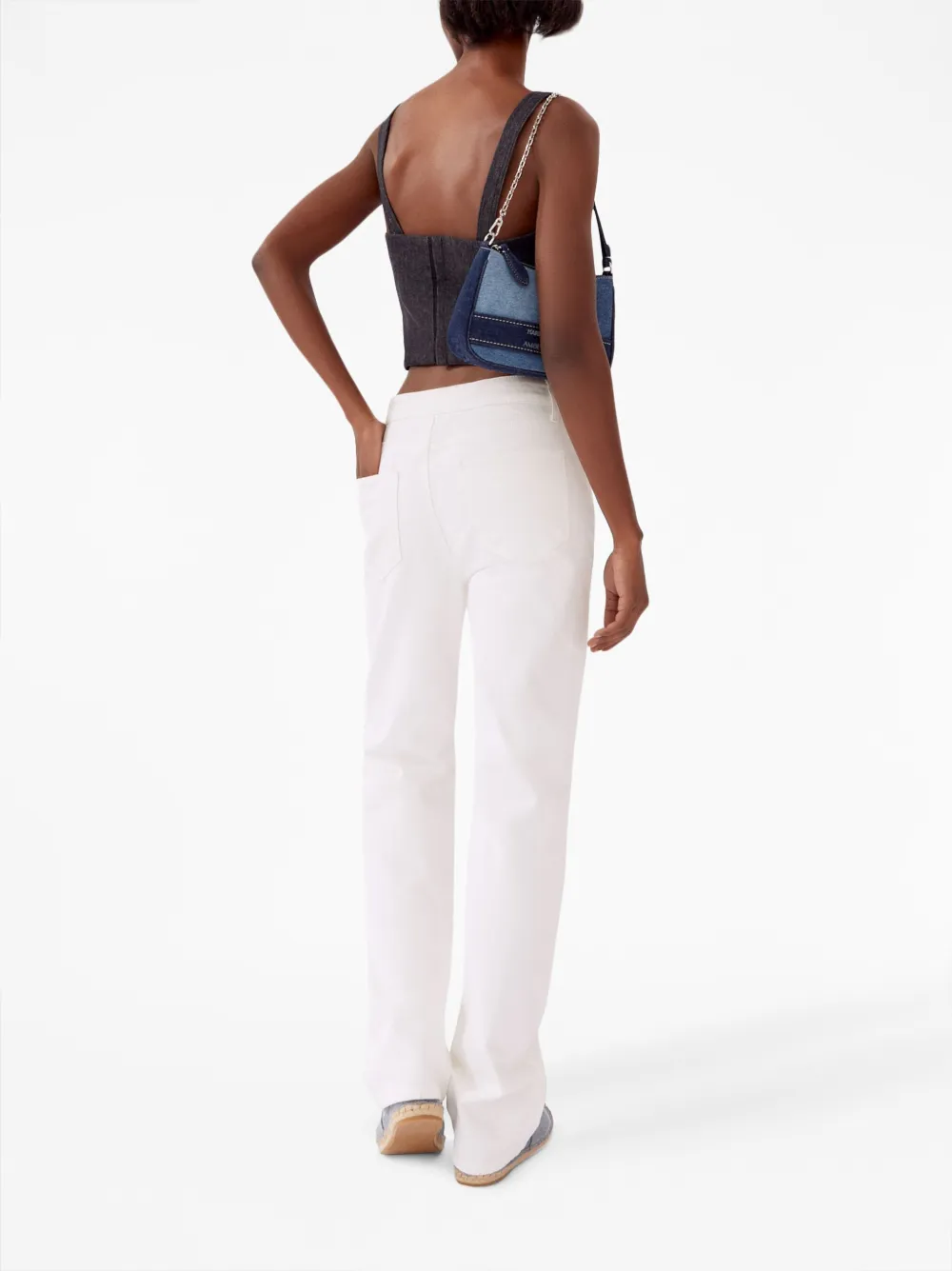 Karl Lagerfeld X Amber Valletta Denim Look Bandeaux Top In Blue