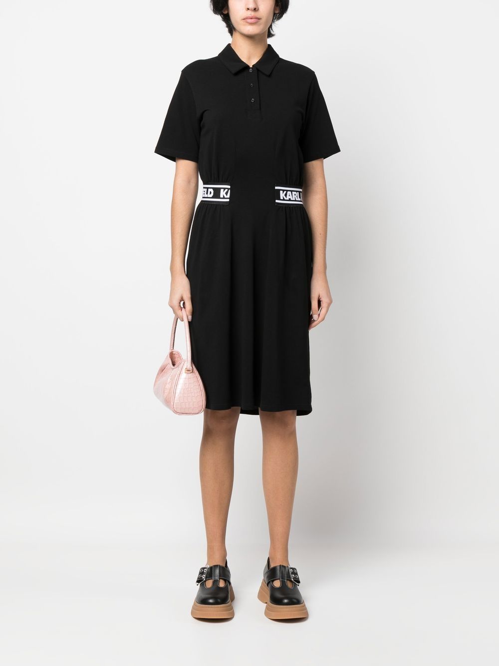 Karl Lagerfeld Mini-jurk met logoband - Zwart