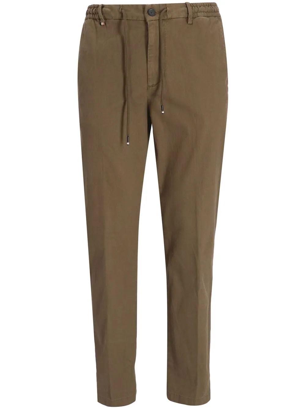 Hugo Boss Drawstring Slim-cut Trousers In Braun