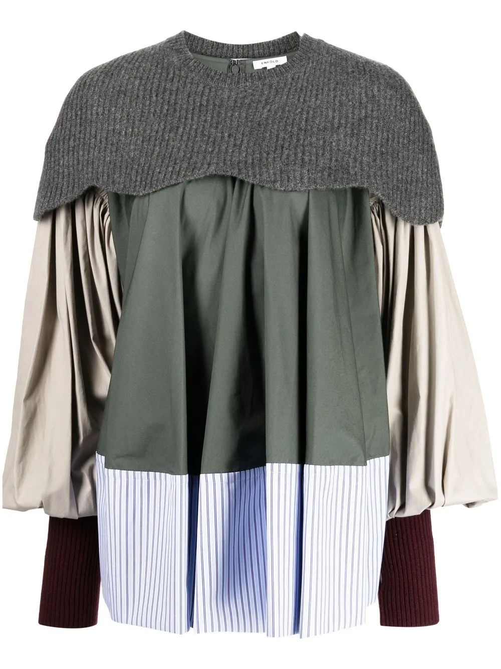 

Enföld knit-layer balloon-sleeve blouse - Grey